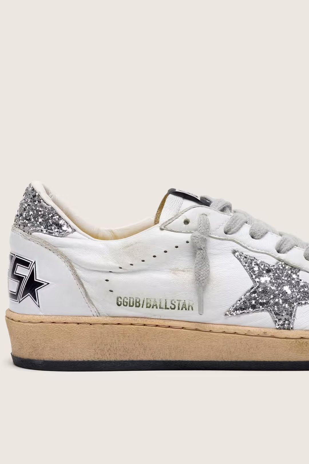 Ballstar nappa upper and spur glitter star and heel- White/Silver