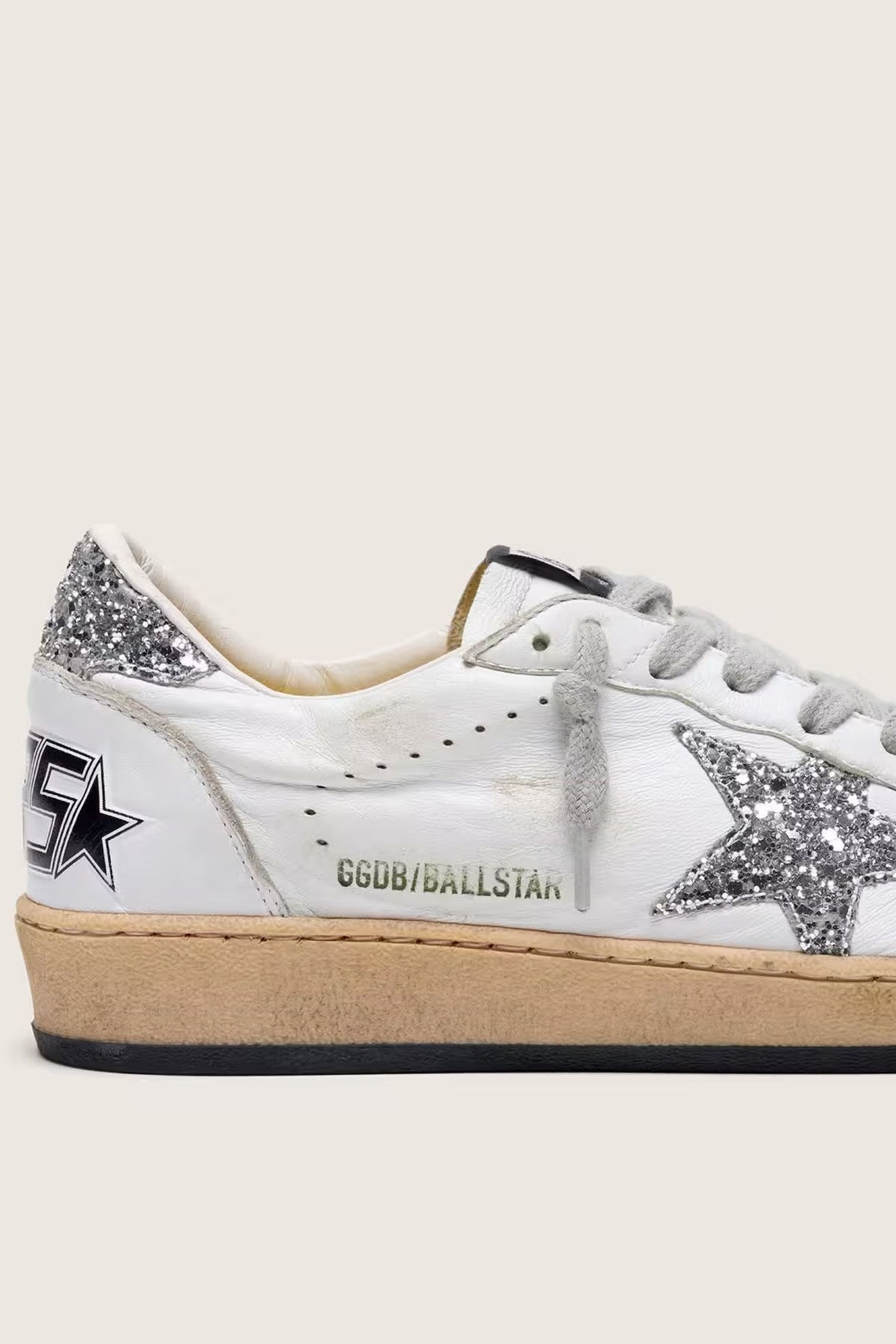 Ballstar nappa upper and spur glitter star and heel- White/Silver