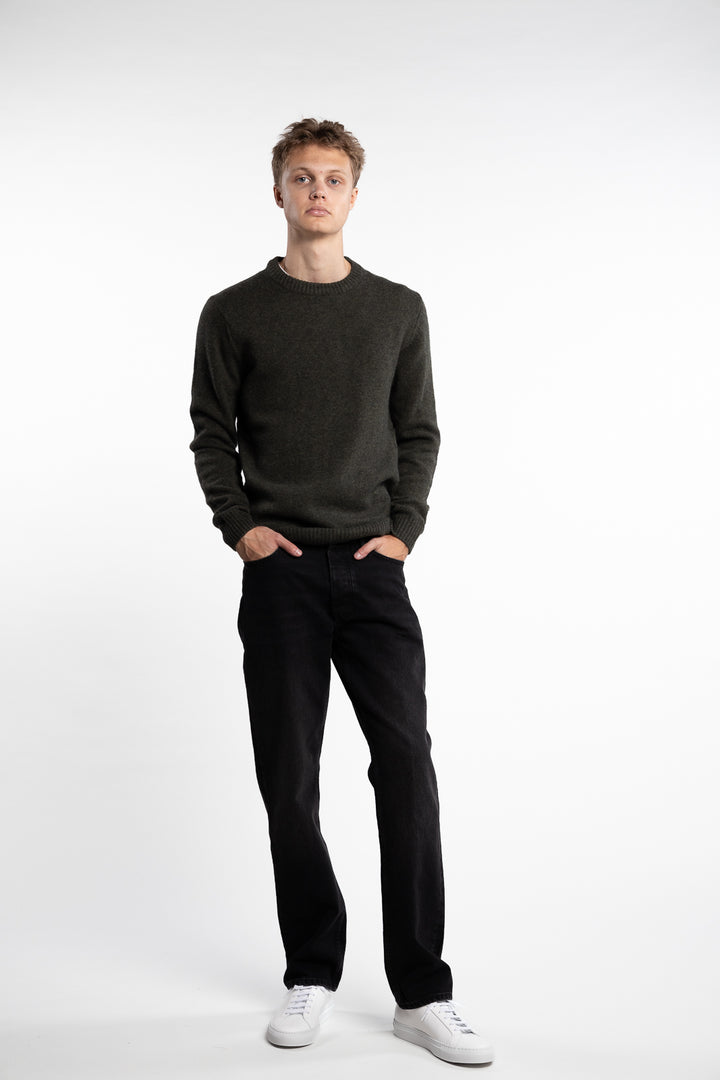 Lambswool O-Neck Knit Army Melange