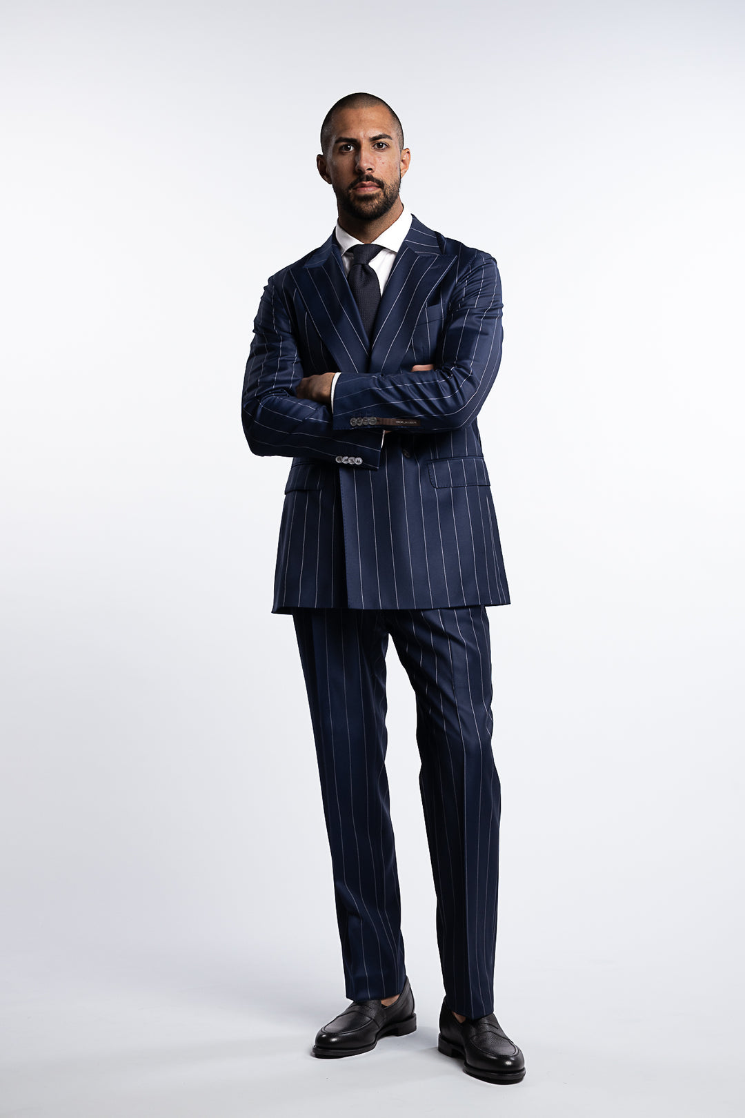 Falconer Regular Fit Double Breasted Twill Blazer Dark Blue