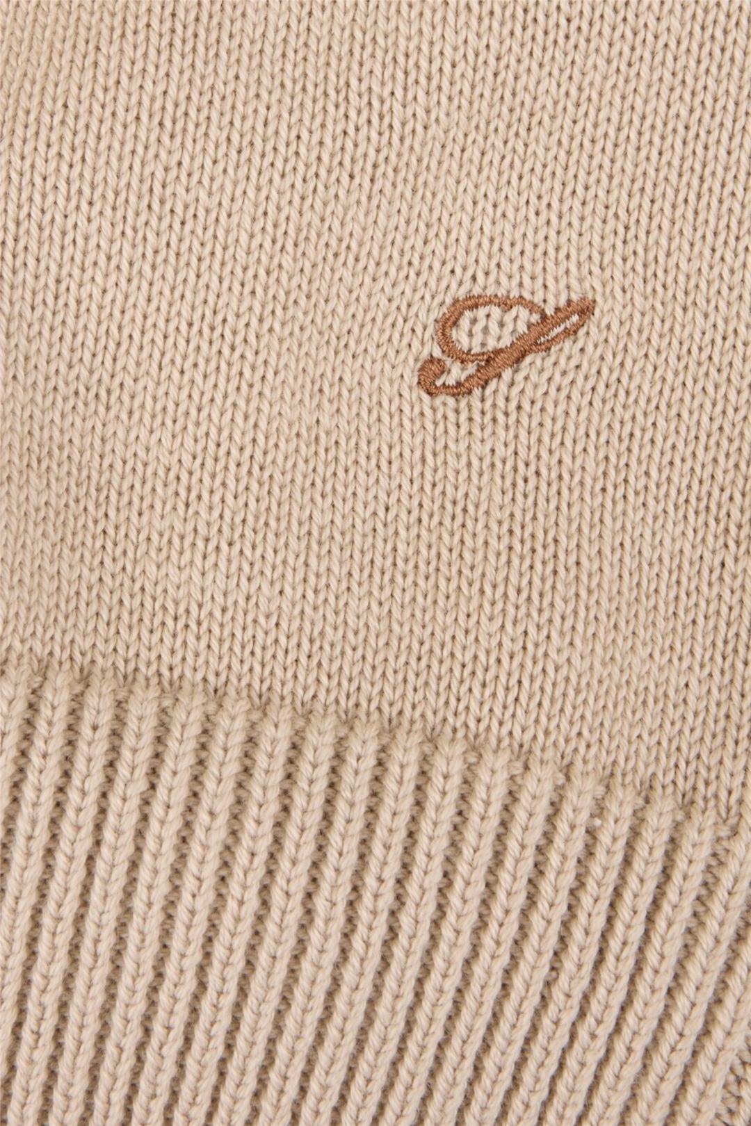 Sweater Knitted Crew Neck Organic Cotton Light Beige