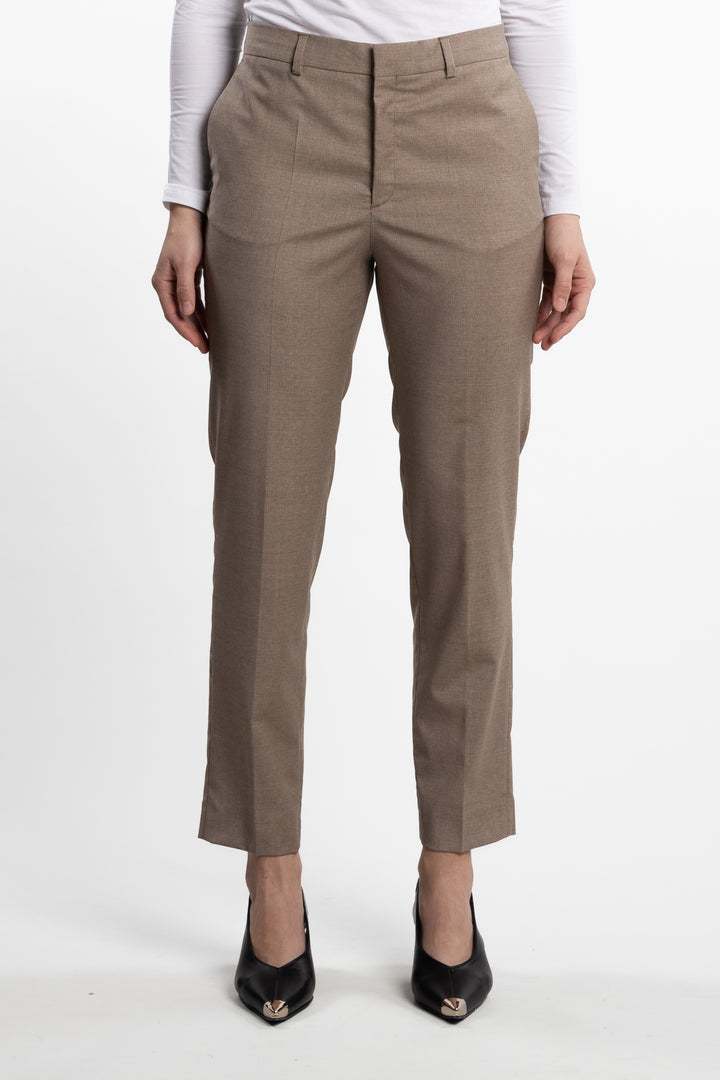 Emma Cropped Cool Wool Trousers- Faded Khaki