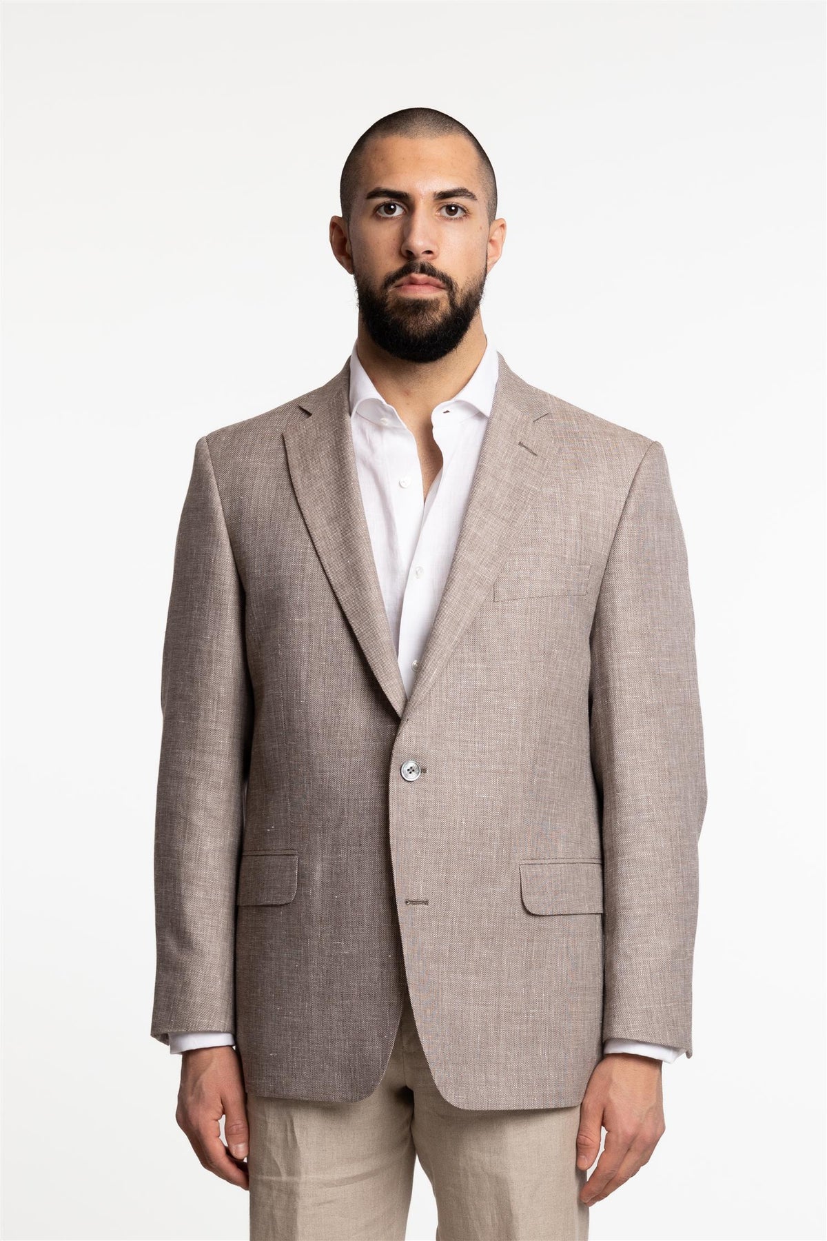 Joel Wide Fit Linen/Wool Blazer Terra Brown