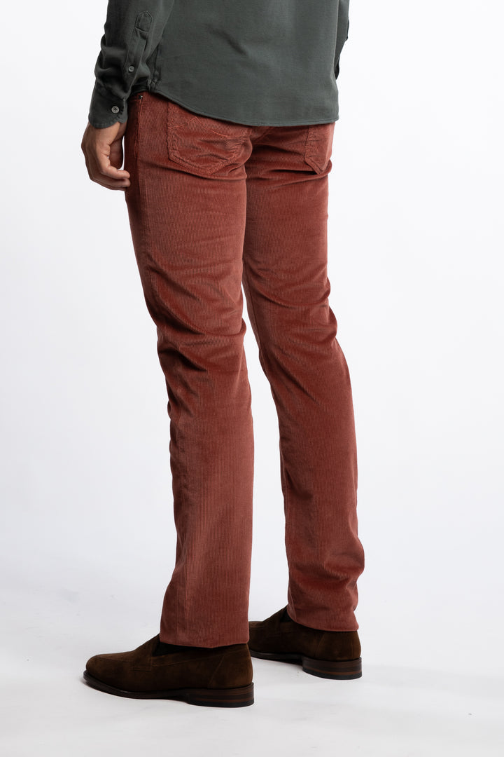 Nick Slim Fit Corduroy Trousers Rust Brown