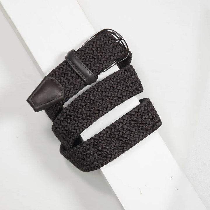 Classic Elastic Woven Belt Brown 3,5 cm