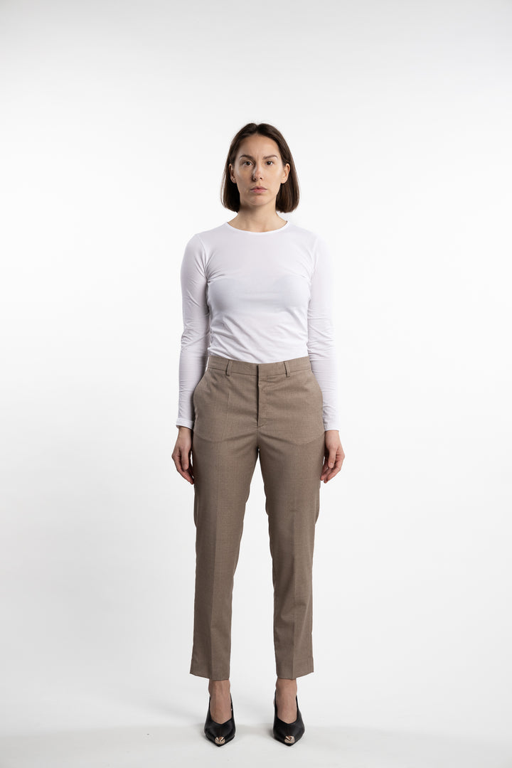 Emma Cropped Cool Wool Trousers- Faded Khaki