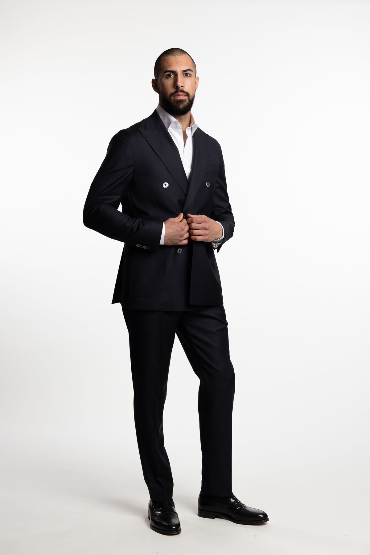 Palermo Slim Fit Wool Trousers Ink Blue