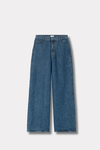Wide Leg Jeans- Washed Mid Blue