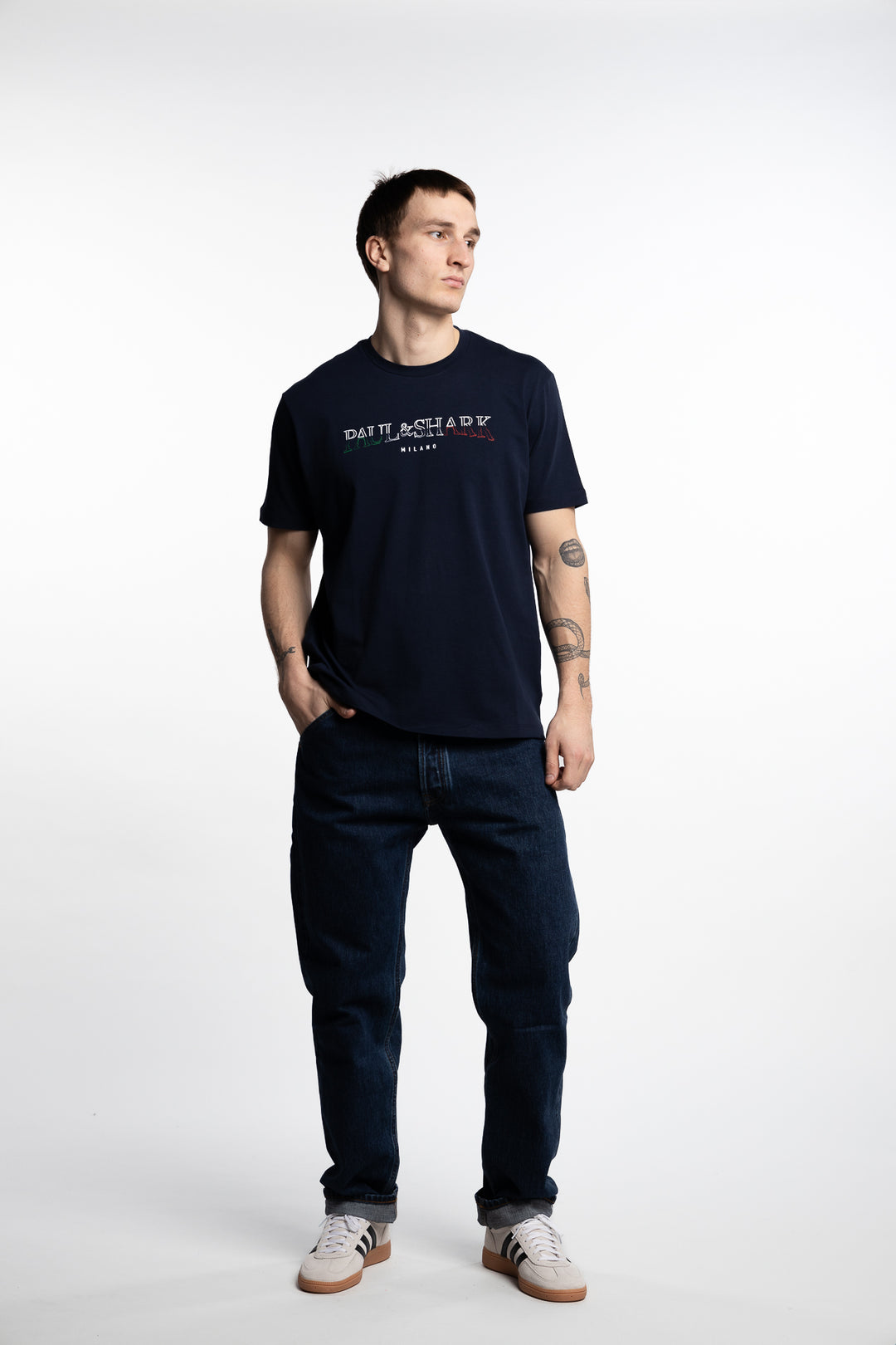 Printed Cotton Jersey T-shirt Navy