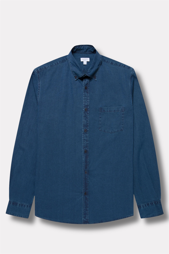 Button Down Twill Shirt Indigo