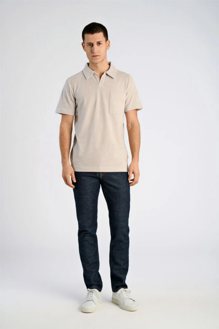 Towel V-Neck Polo S/S Fair Grey