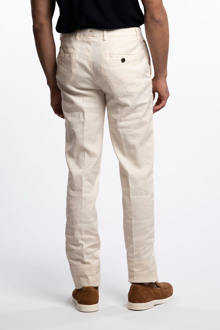 Vulcano Cotton/Linen Chinos Ecru