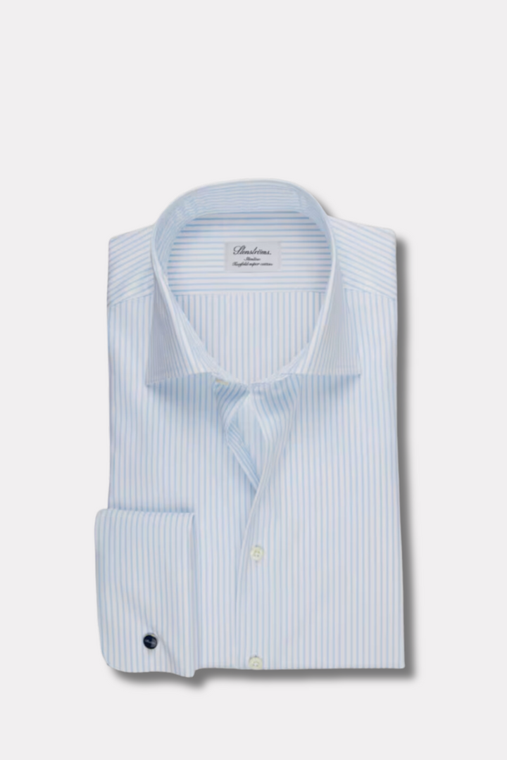 Slimline Twill Shirt French Cuffs Light Blue