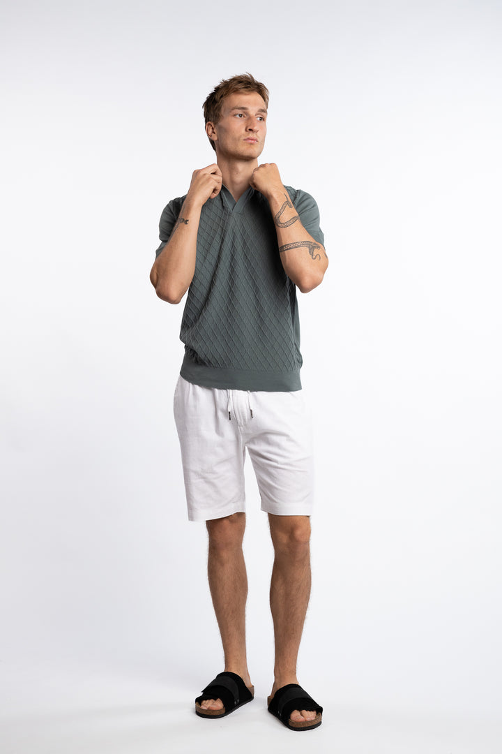 Mirza Cableknit Poloshirt Green