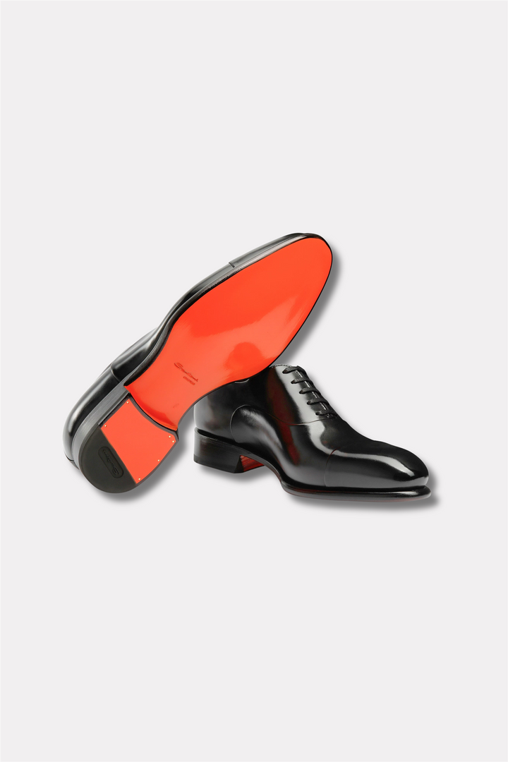 Isaac Polished Black Leather Oxford Shoe