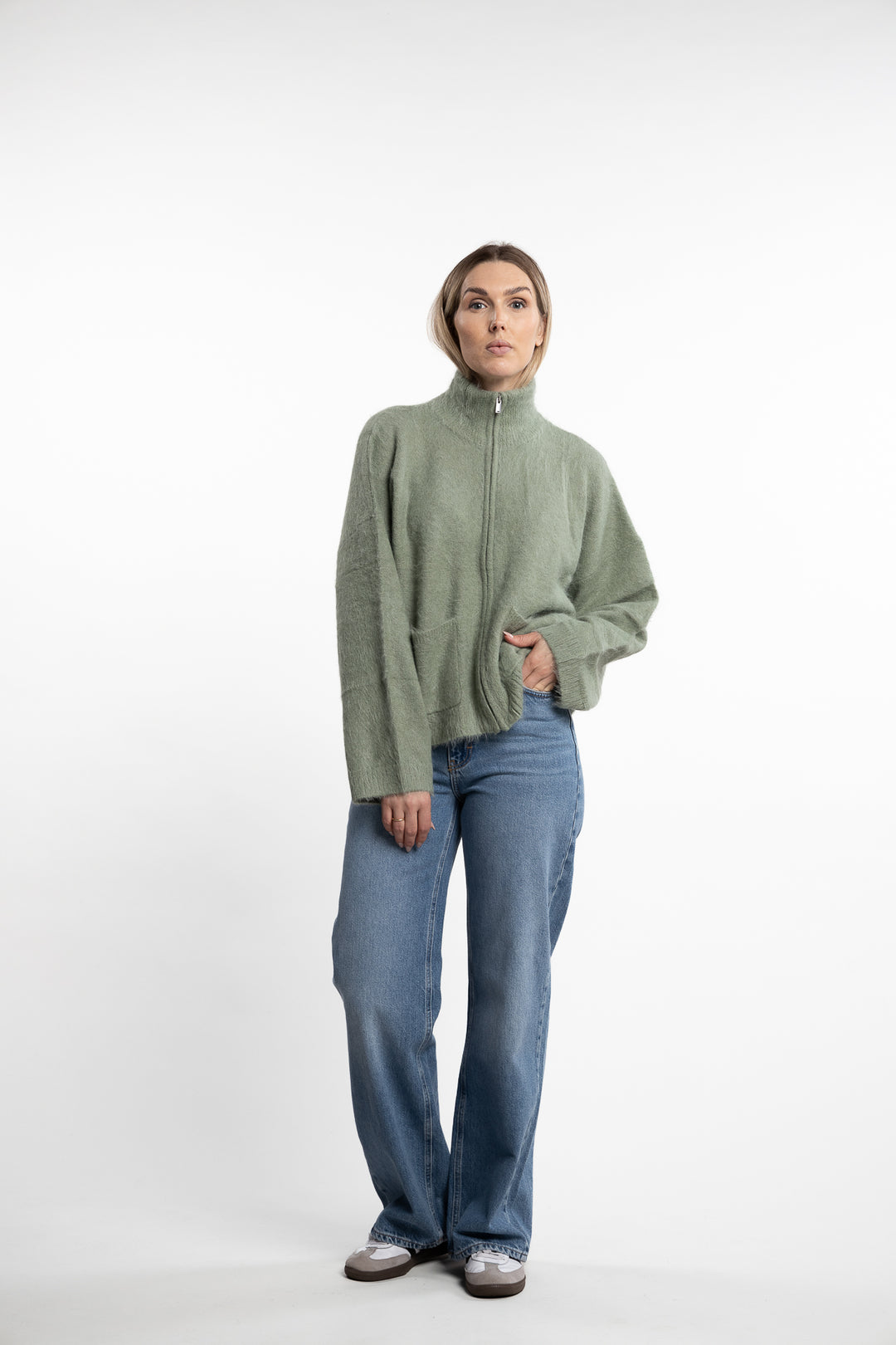 Tine Fluffy Cardigan- Green