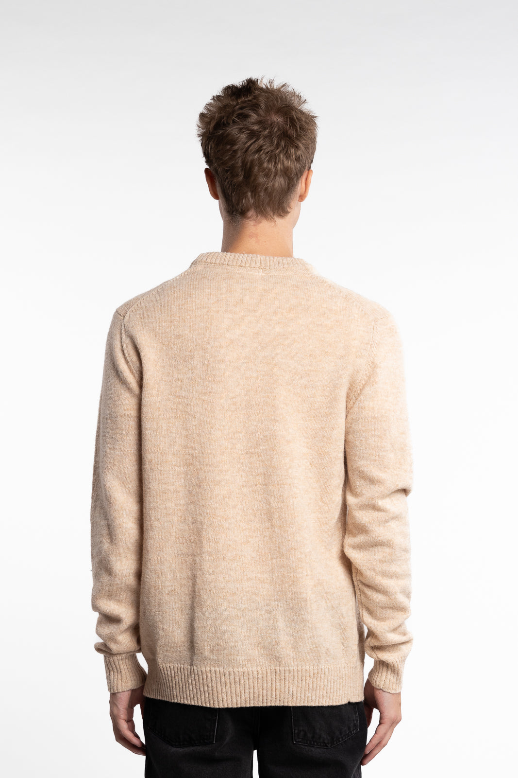 Lambswool O-Neck Knit Light Sand Melange