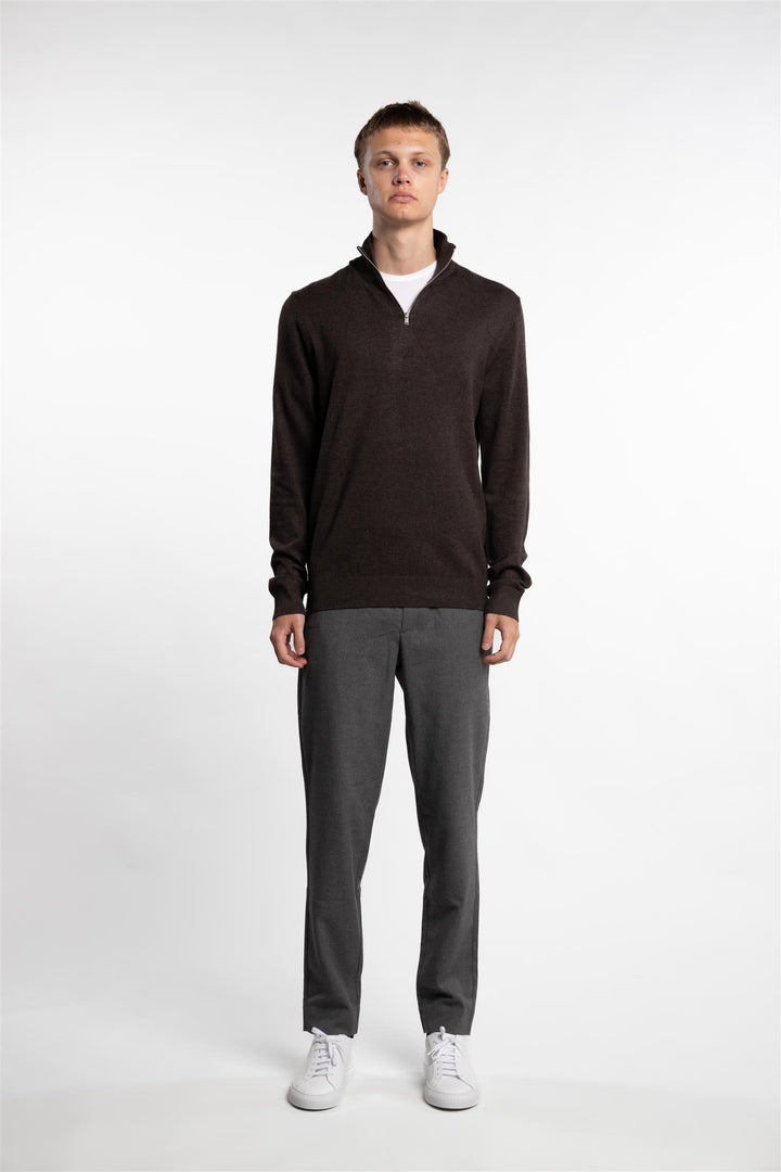 Half Zip Mélange Knit Brown Mix