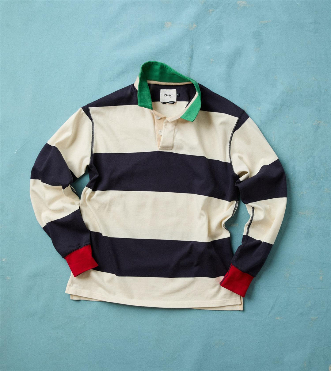 Dual Block Stripe Rugby White & Navy