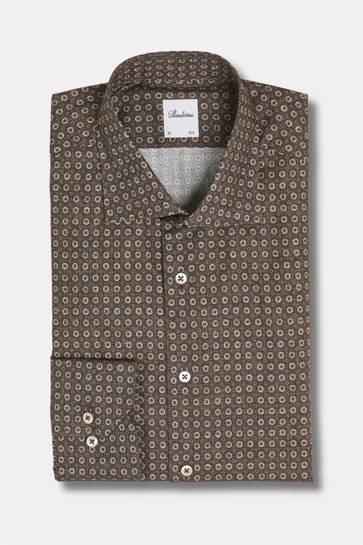 Slimline Cotton Shirt Brown Pattern