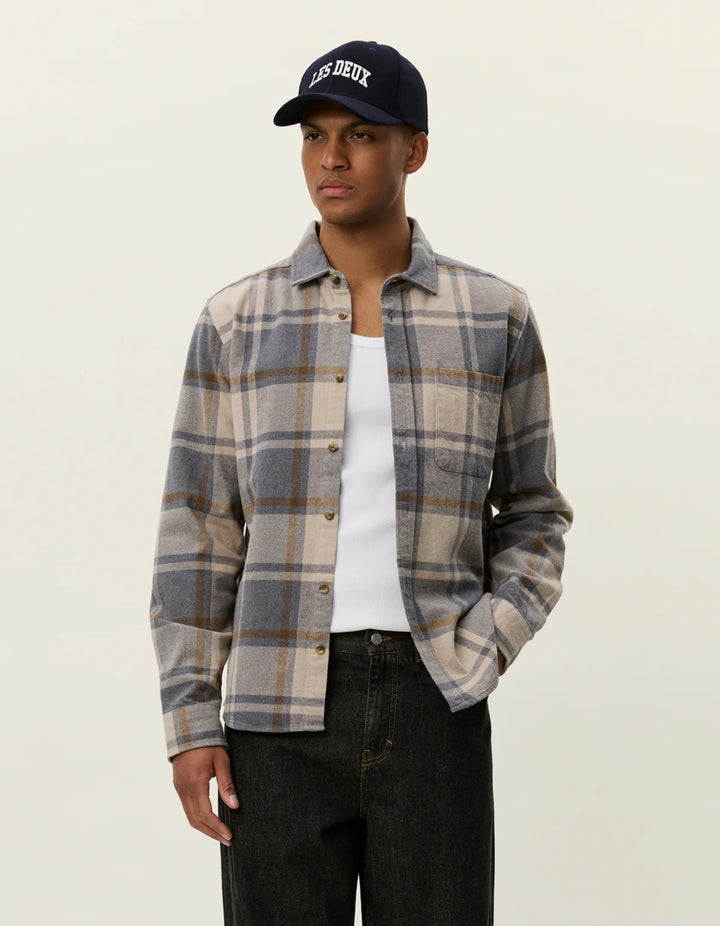 Jeremy Check Flannel Shirt Grey Melange