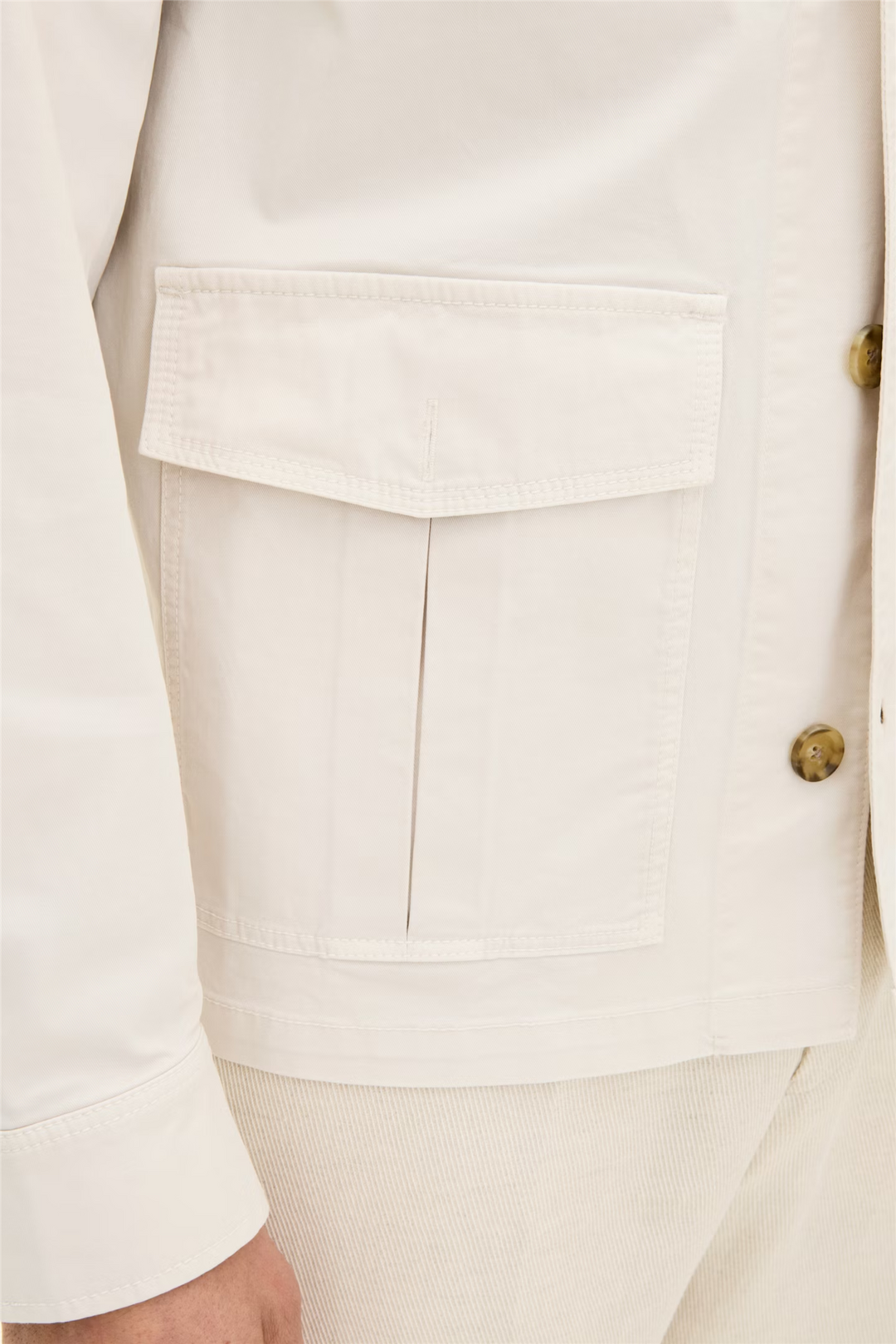 Regular Fit Safari Overshirt Bomullstwill Creme White