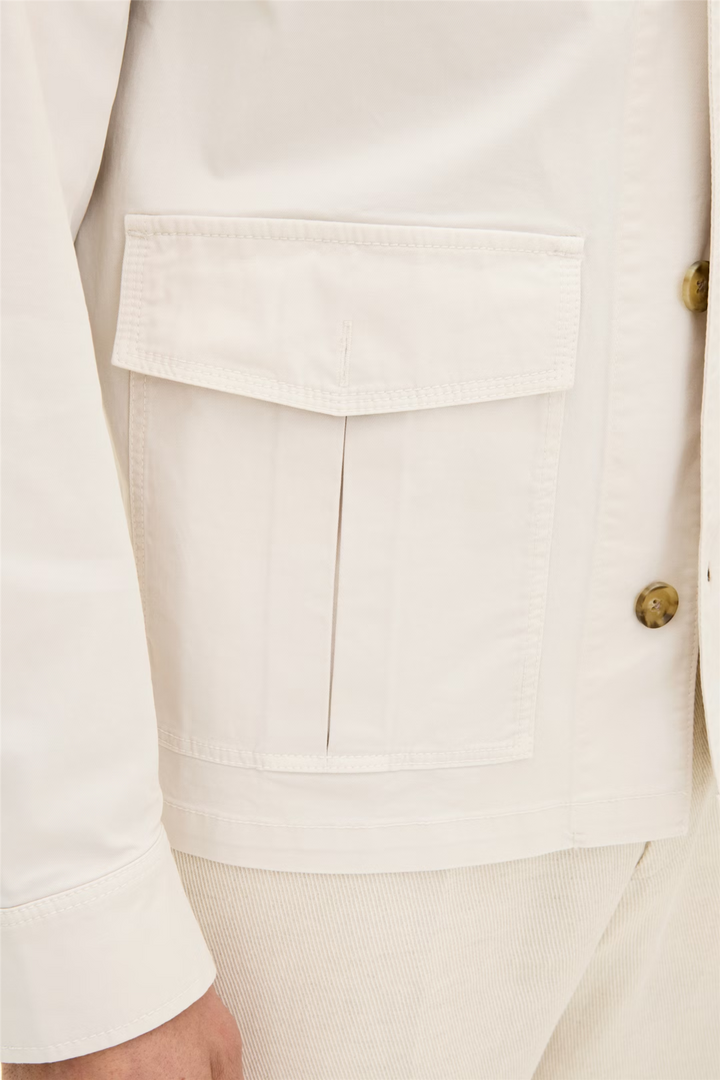 Regular Fit Safari Overshirt Bomullstwill Creme White