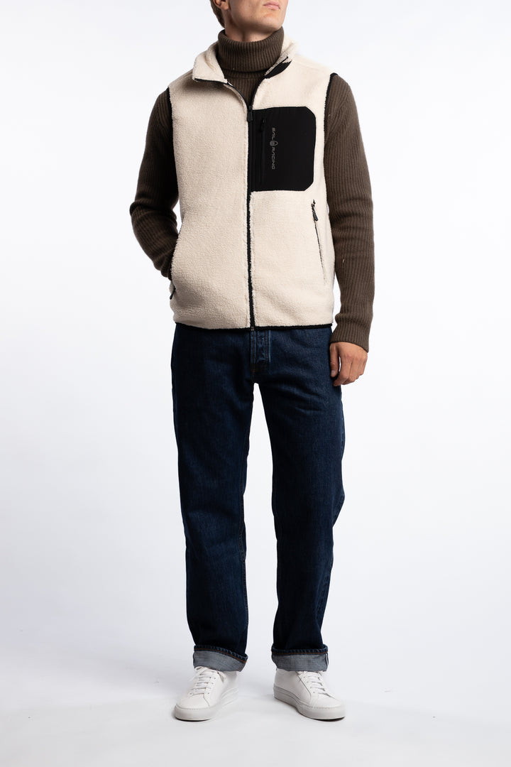 Bowman Pile Zip Vest Ivory