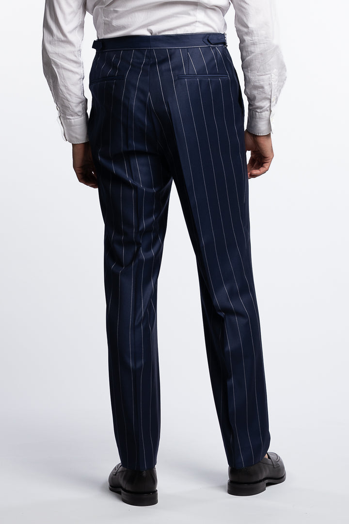 Delon Regular Fit High Waist Twill Trousers Dark Blue