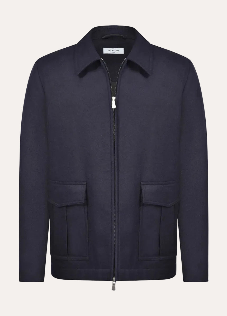 Virgin Wool Zip Jacket Navy