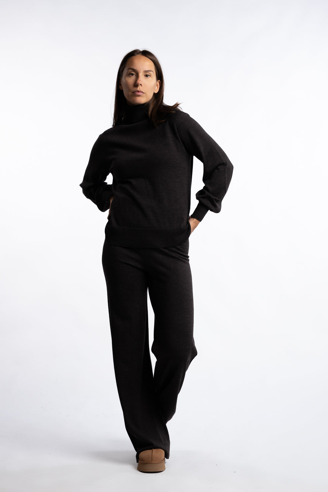 Mubi Merino Pants- Dark Brown Melange