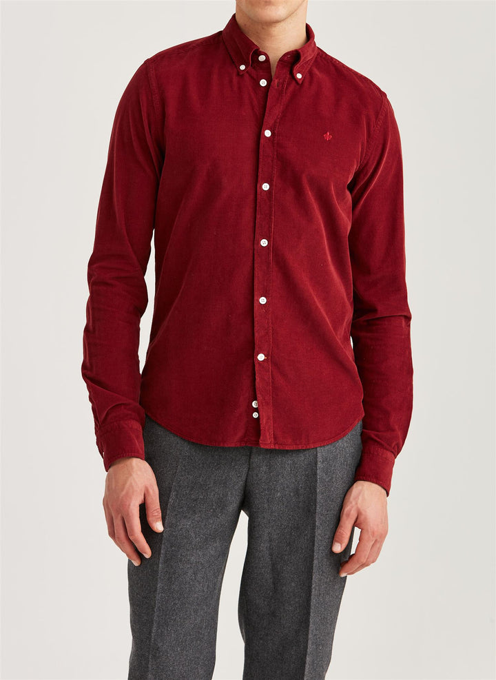 Douglas Slim Fit Cord Shirt Red