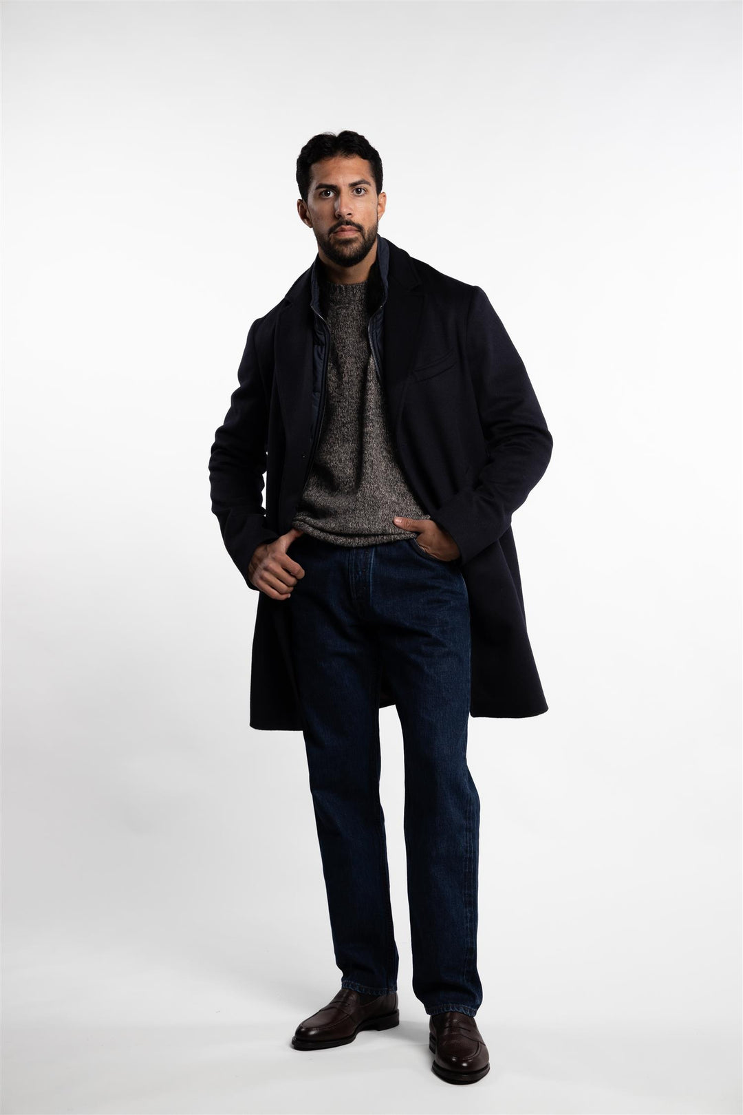 Wool/Cashmere Coat Navy