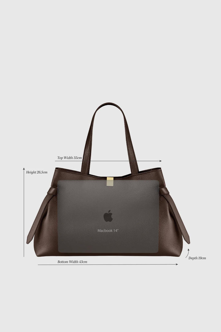 Gyoza Tote- Espresso Pebble Grain Leather
