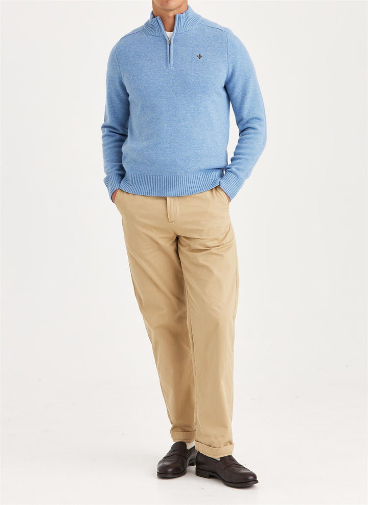 New Hertford Merino Half Zip Light Blue