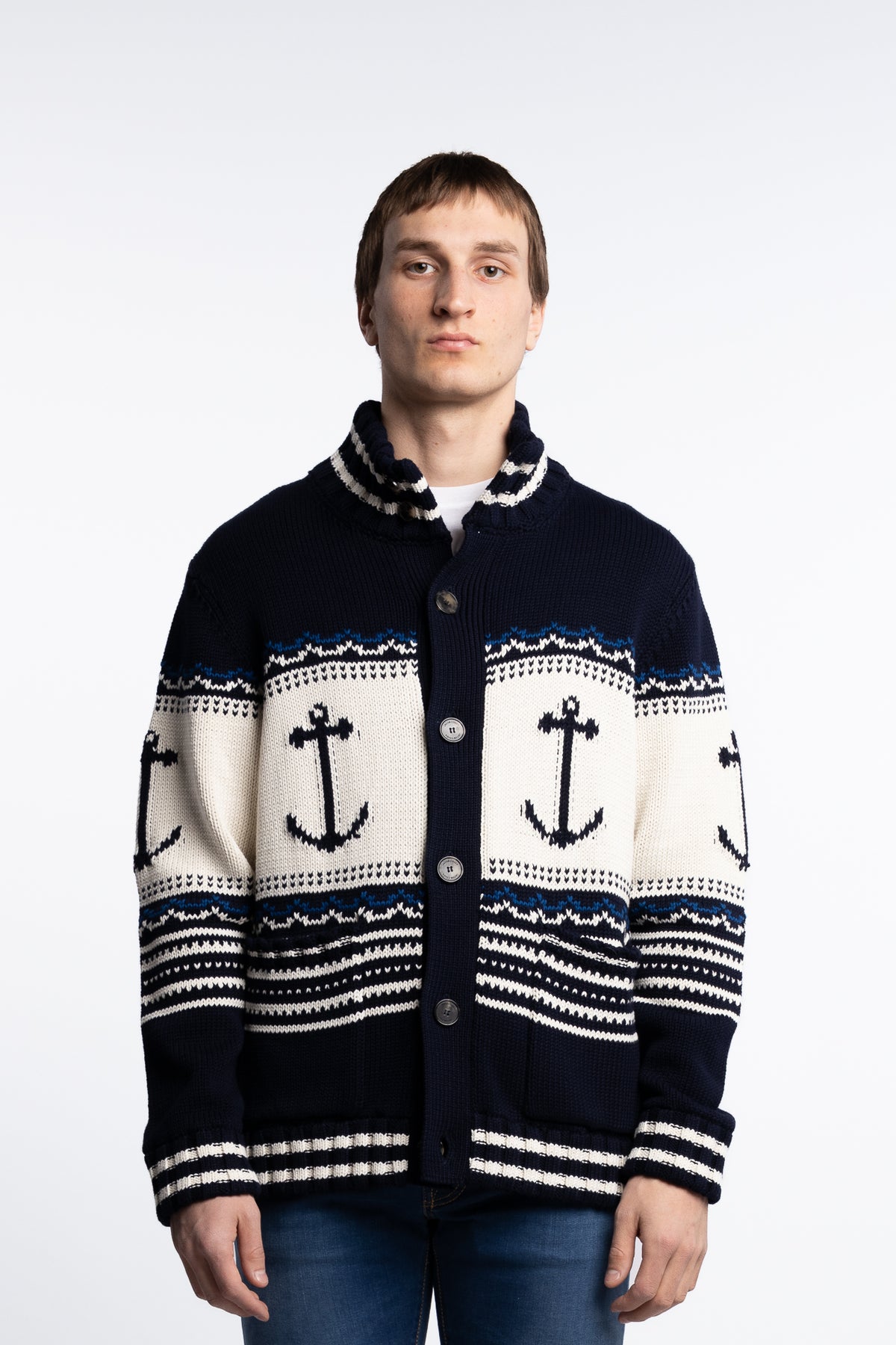Knitted Resort Cotton Cardigan Navy