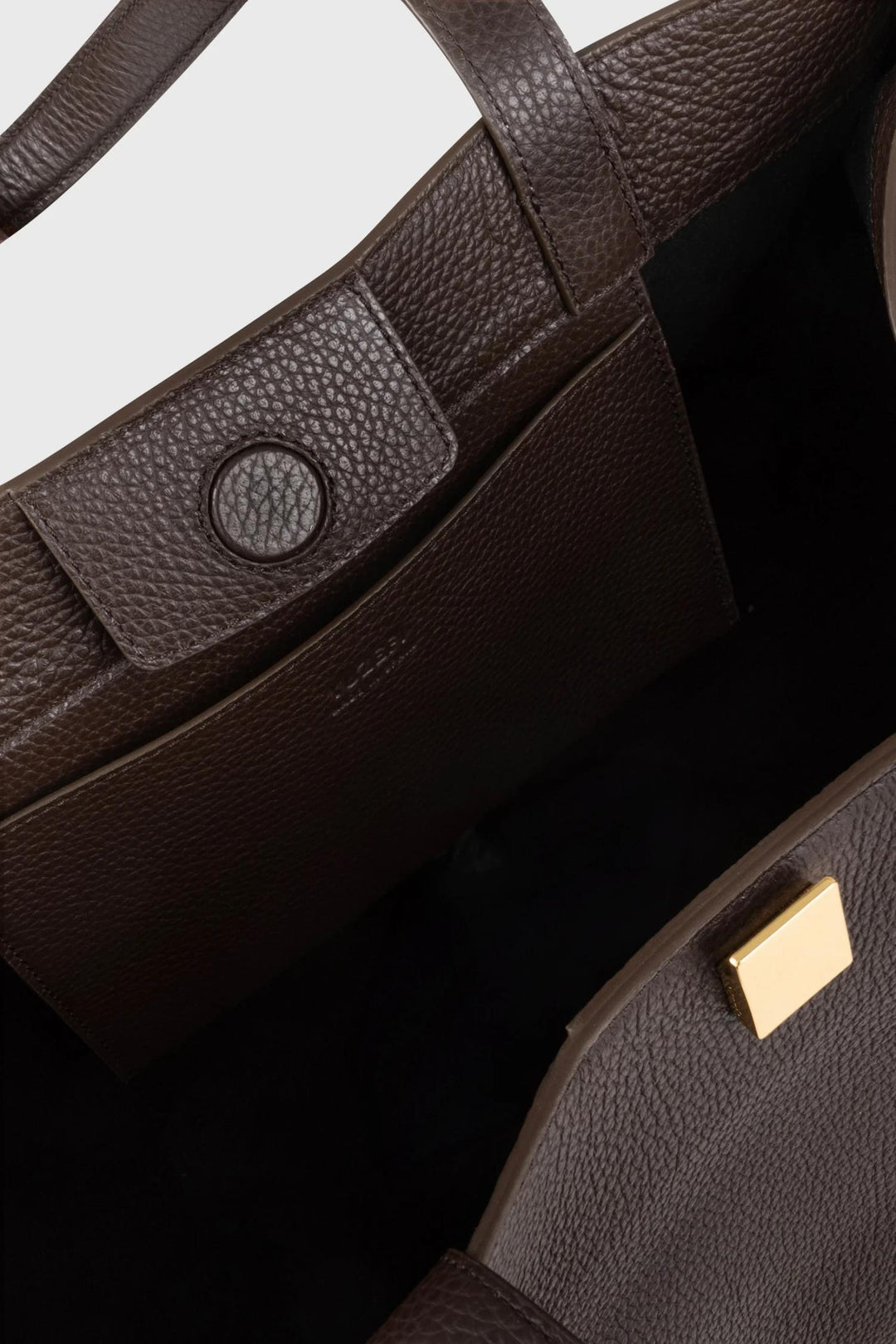 Gyoza Tote- Espresso Pebble Grain Leather