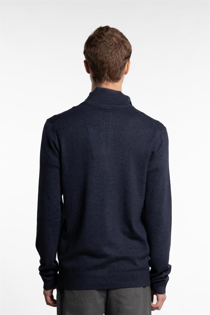 Half Zip Mélange Knit Navy Mix