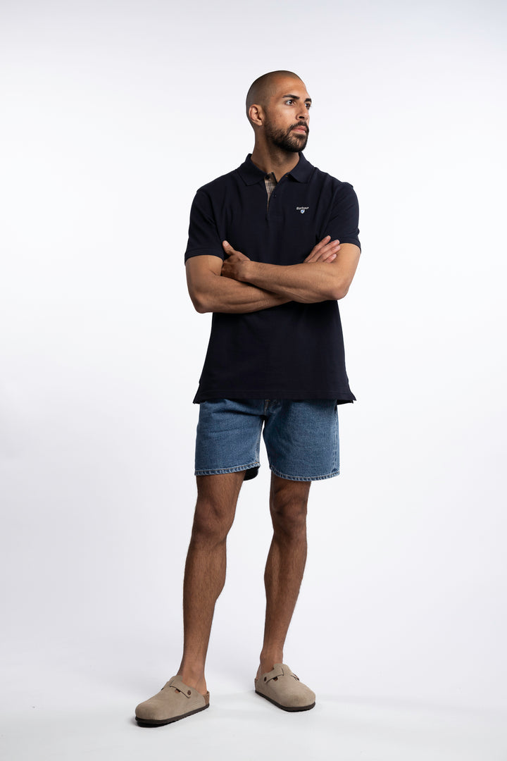 Tartan Pique Polo Shirt Navy