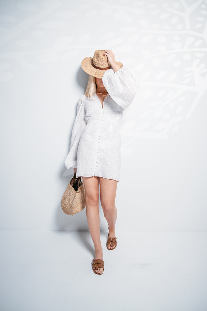 Florence dress- White Floral Embroidery