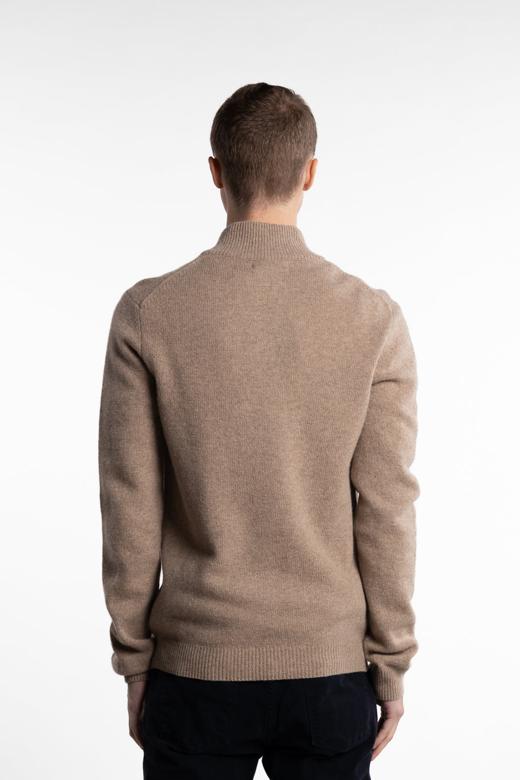 Karl Half-Zip Lambswool Knit Beige