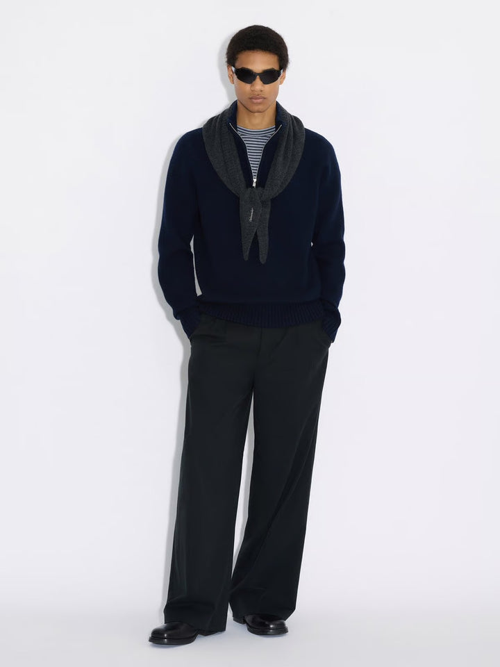 Half-Zip Wool Sweater Navy