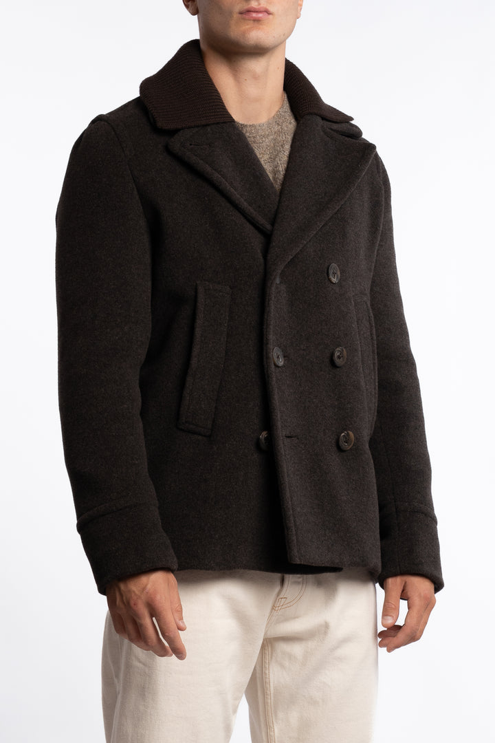 Wool Peacoat Brown Melange
