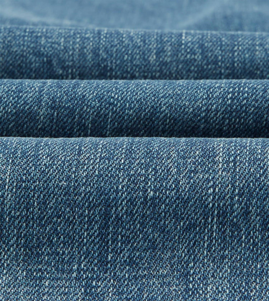 14,2 Oz 5-Pocket Mid-Waist Japanese Selvedge Denim Bleach Wash