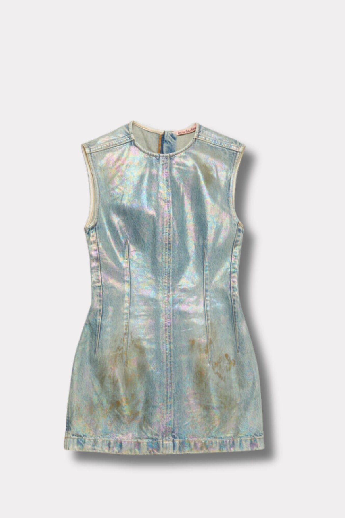 Coated Denim Dress- Mid Blue