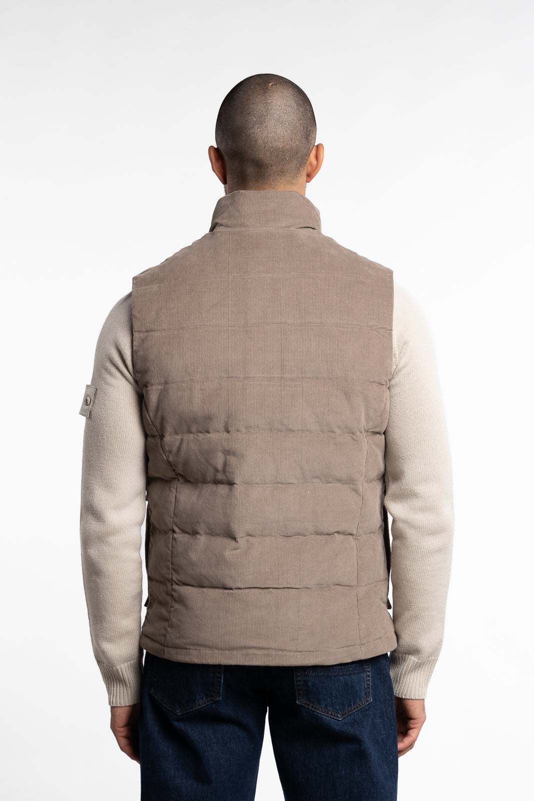 Vest Zip Corduroy Cotton Grey