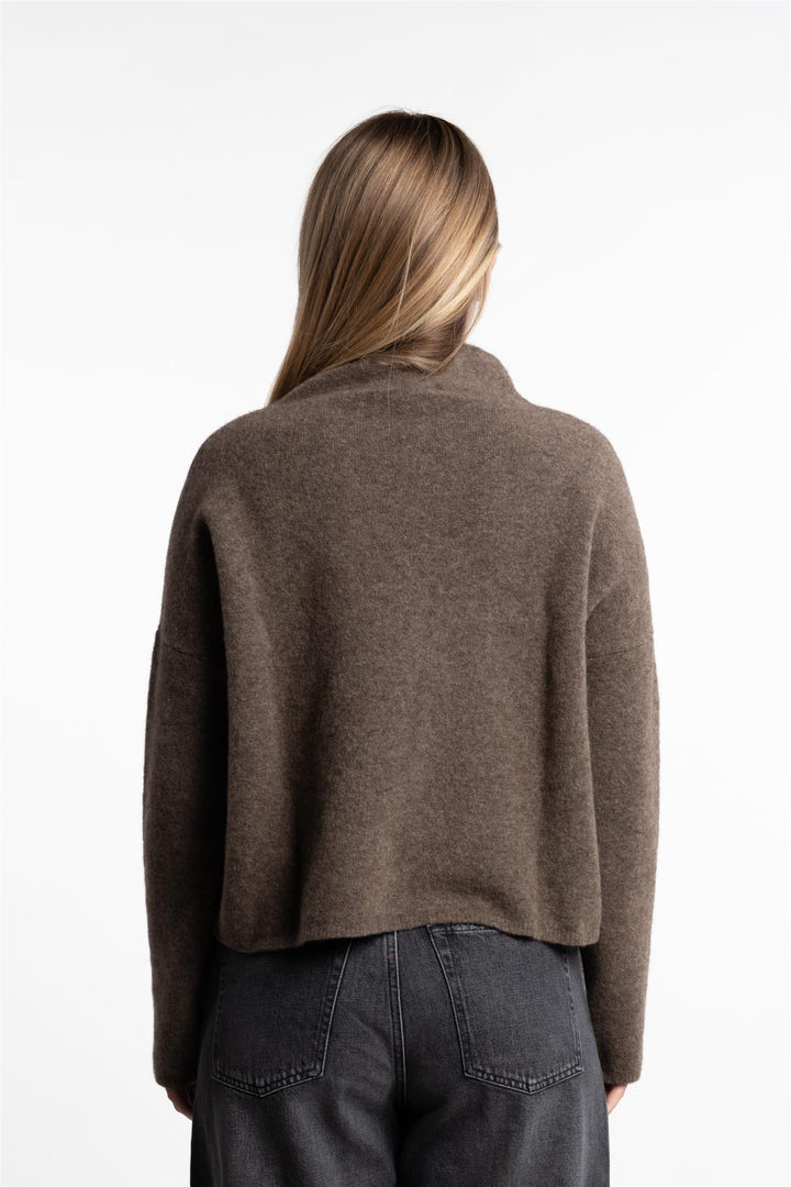 Mika Yak Funnelneck Sweater- Dark taupe Melange