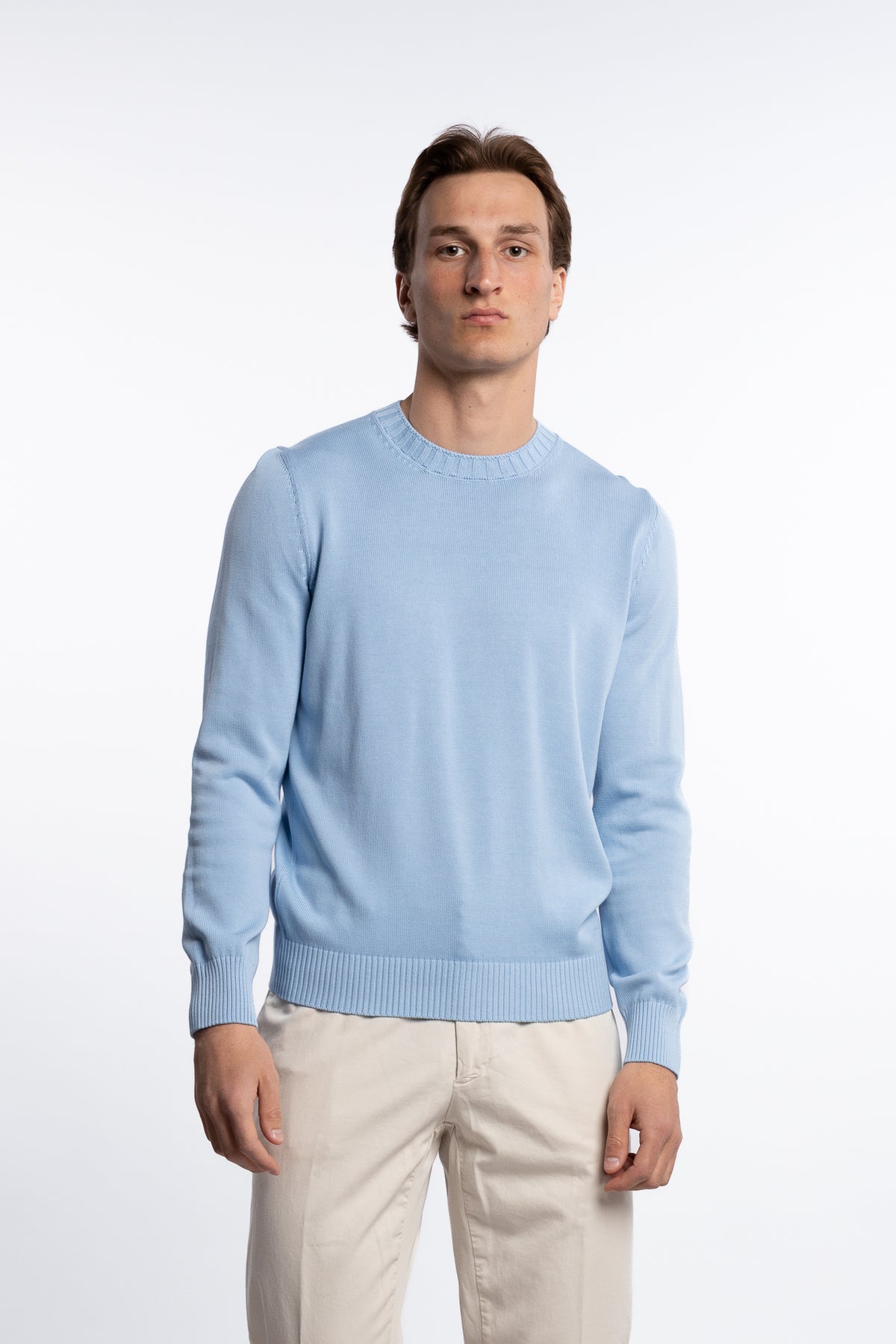 Cotton Long Sleeve Crewneck Light Blue