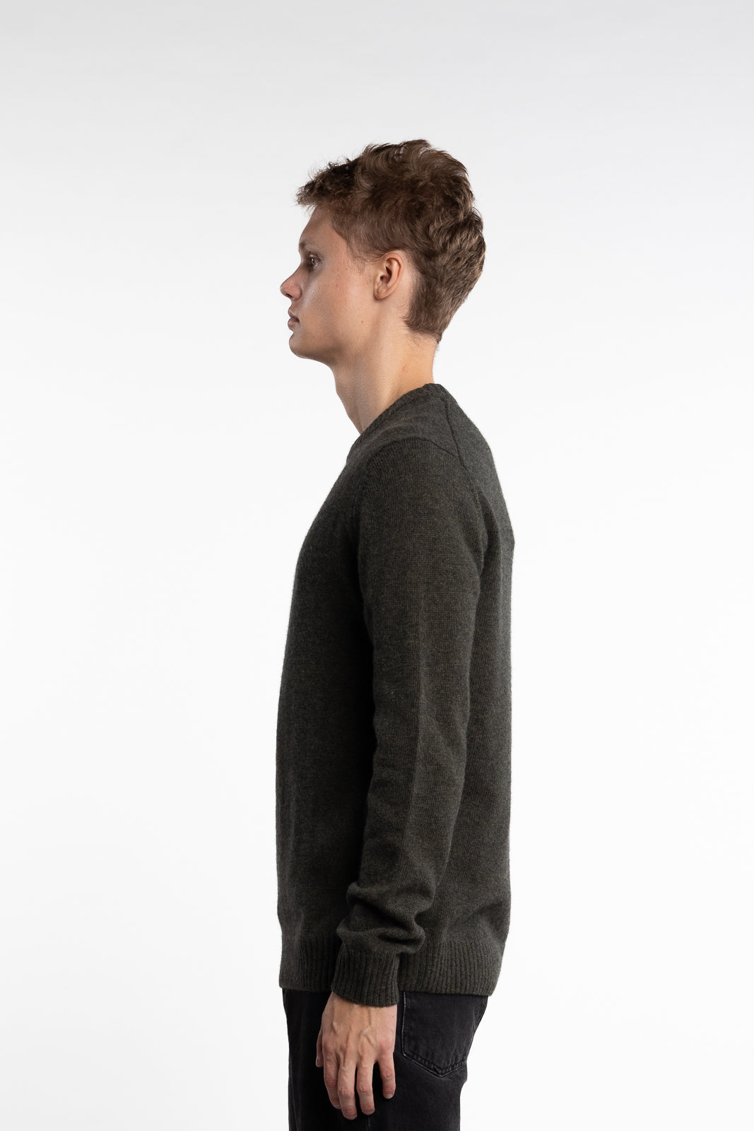 Lambswool O-Neck Knit Army Melange