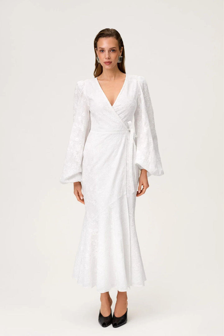 Portofino Maxi Dress- White Embroidery